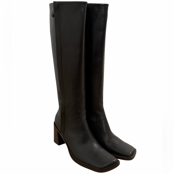 THE ROW Patch Calfskin Tall Zip Boots - Picture 3 of 8